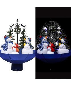 Albero di Natale con Nevicata e Base ad Ombrello Blu 75 cm PVC