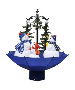 Albero di Natale con Nevicata e Base ad Ombrello Blu 75 cm PVC