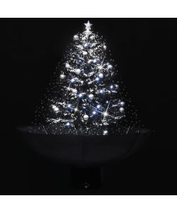 Albero di Natale con Nevicata e Base ad Ombrello Nero 75 cm PVC