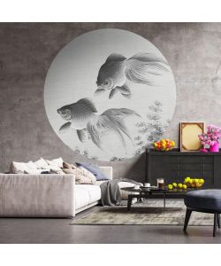 WallArt Carta da Parati Circolare Two Goldfish 142,5 cm