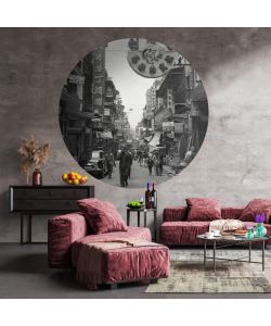 WallArt Carta da Parati Circolare Hong Kong the Old Days 190 cm