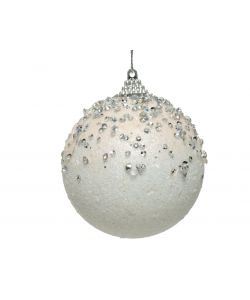 Sfera decorazione strass bianca