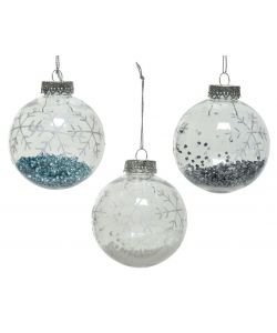 Sfera trasp.decorazione glitter colori  assortiti diam. mm 80