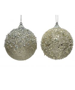 Sfera Natalizia con perline Champagne