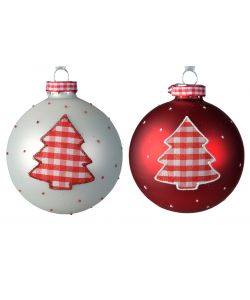 Sfera decorazione albero rosso-bianco