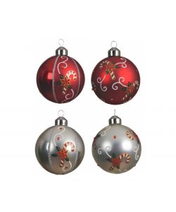 Sfera decorazione rosso-silver