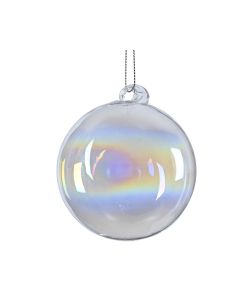 Pallina Natale Vetro Iridescente d. 8 cm Trasparente Elegante