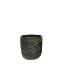 Vaso Collin per Piante Cilindrico Nero 48x50 cm in Terracotta Smaltata