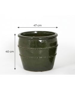 Vaso Lucia per Piante Cilindrico Verde 47 cm Terracotta Smaltata Verde