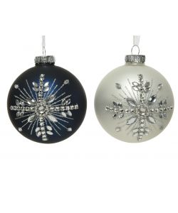 Sfera decorazione fiocco neve bianco-blu