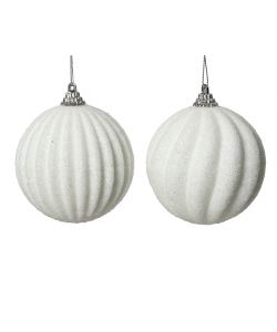 Decoris Sfera di Natale Bianca Glitter Swirl - 8 cm