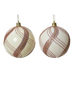 Sfera righe rosa  e oro glitter