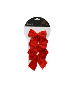 Decoris Fiocchi di Natale Rossi - Set da 3 per Decorazioni - 9x10cm
