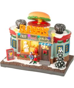 Lumineo Casetta Natale Burger Fast Food 12x19,5x16 cm LED Bianco caldo