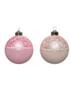 Sfera 8cm varianti rosa e glitter