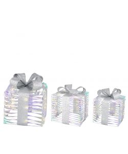 Set scatole regalo decorative con led bianche