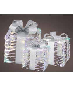 Set scatole regalo decorative con led bianche