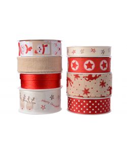 Ribbon Stelle e Renne rosso e crema