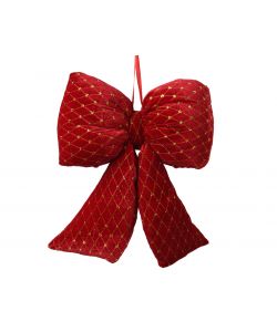 Decoris Fiocco Rosso Natalizio con Paillettes Dorate - 33x37cm