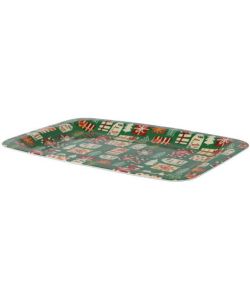 Vassoio Natalizio Verde 41x29cm con Motivi Colorati per Decorazioni