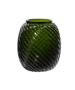 Vaso in vetro verde con spirali 22h