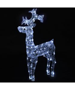 Renne e Slitta Decorazione Natale 90 LED 60x16x100 cm Acrilico