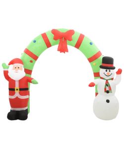 Arco con Babbo Natale Gonfiabile e Pupazzo di Neve LED 223 cm