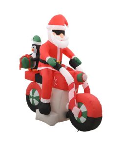 Babbo Natale Gonfiabile sulla Moto LED IP44 160 cm