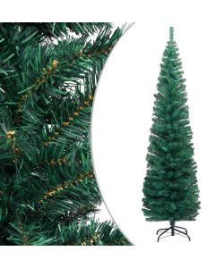 Albero di Natale Artificiale Sottile Supporto Verde 210 cm PVC