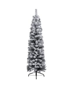 Albero di Natale Artificiale Sottile con Neve Verde 150 cm PVC