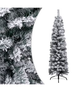 Albero di Natale Artificiale Sottile con Neve Verde 150 cm PVC