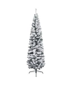 Albero di Natale Artificiale Sottile con Neve Verde 180 cm PVC