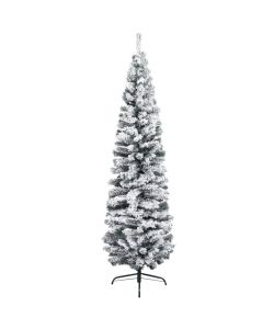 Albero di Natale Artificiale Sottile con Neve Verde 210 cm PVC