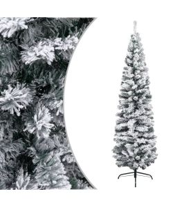 Albero di Natale Artificiale Sottile con Neve Verde 210 cm PVC