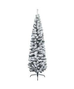 Albero di Natale Artificiale Sottile con Neve Verde 240 cm PVC