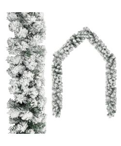 Ghirlanda Natalizia con Neve Verde 10 m in PVC