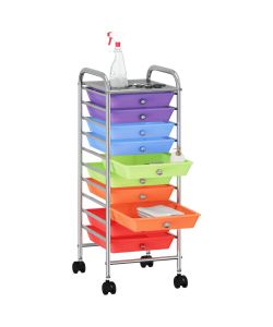  Carrello Portaoggetti con 10 Cassetti Multicolore in Plastica