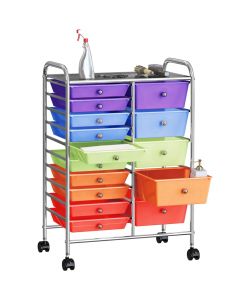  Carrello Portaoggetti XXL 15 Cassetti Multicolore in Plastica