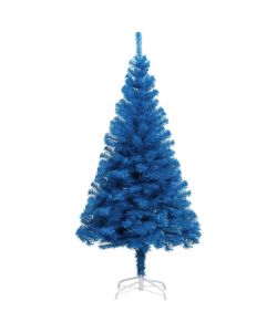 Albero di Natale Artificiale con Supporto Blu 210 cm PVC