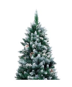 Albero di Natale Artificiale con Pigne e Neve Bianca 210 cm