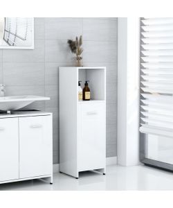 Armadio da Bagno Bianco Lucido 30x30x95 cm in Truciolato 802594