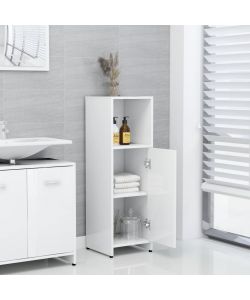 Armadio da Bagno Bianco Lucido 30x30x95 cm in Truciolato 802594