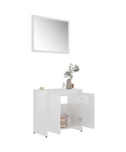 Set Mobili da Bagno Bianco Lucido in Truciolato