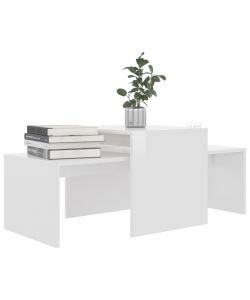Set Tavolini da Caff Bianco Lucido 100x48x40 cm in Truciolato