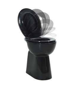WC Sospeso con Design Senza Bordi 7 cm Pi Alto Ceramica Nera