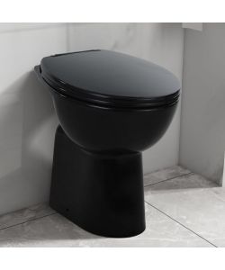 WC Sospeso con Design Senza Bordi 7 cm Pi Alto Ceramica Nera