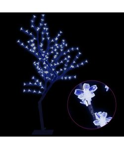 Albero di Natale 128 LED Blu Ciliegio in Fiore 120 cm