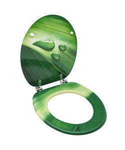 Tavoletta WC con Coperchio MDF Verde Design Goccia d'Acqua