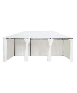 Gazebo con Tende 600x298x270 cm Bianco 180g/m