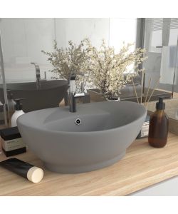 Lavabo con Troppopieno Ovale Turchese Grigio 58,5x39 cm Ceramica